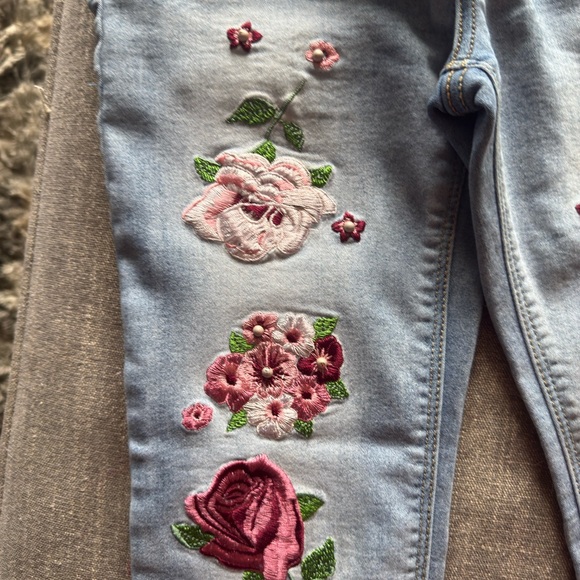 Jordache Light Blue Floral Embroidered Jeans - Picture 3 of 6
